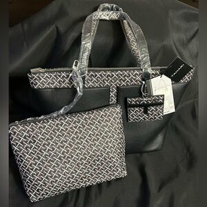 Tahari 3 PC Commuter Multi Compartment Tote Bag Set Purse NWT